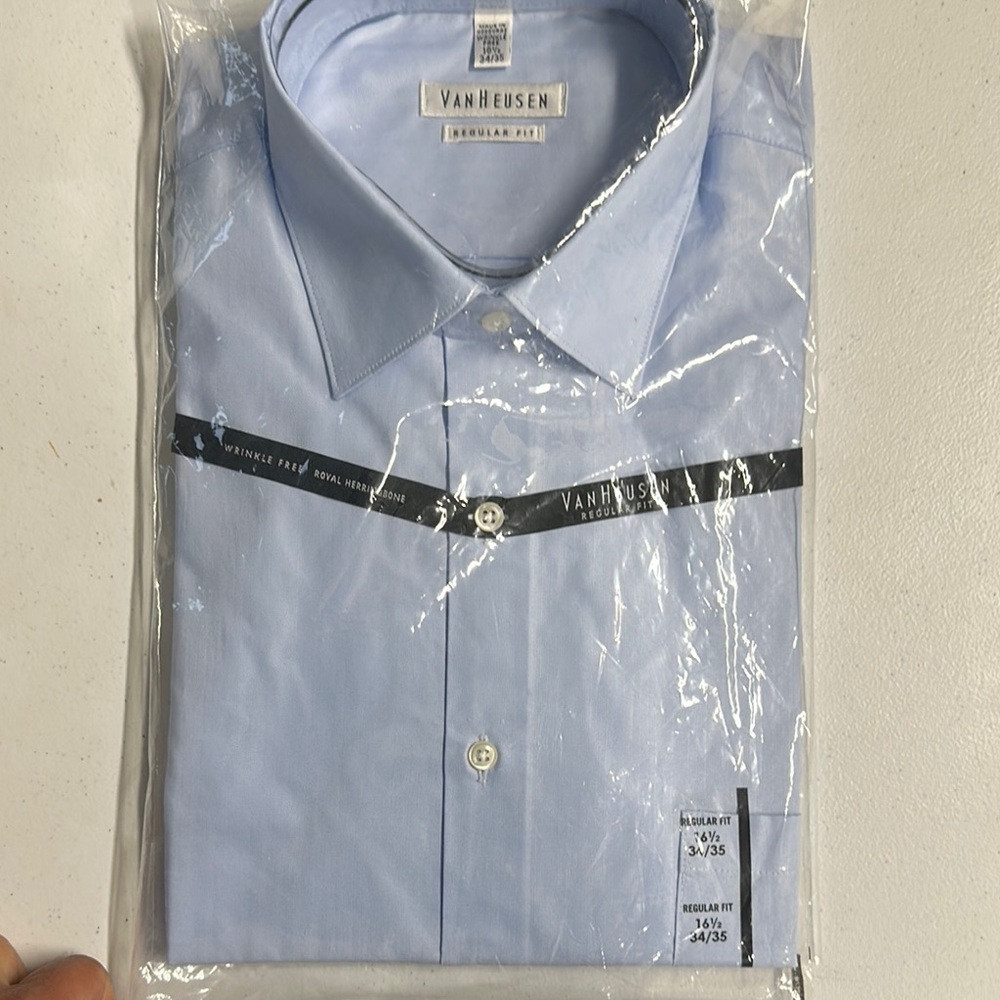 Van Heusen Blue Dress Shirt Classic Business Style